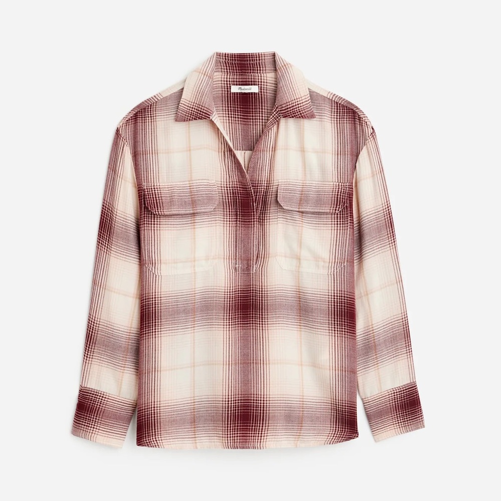Madewell Flannel Popover Shirt in Plaid
Cabernet
Size Large